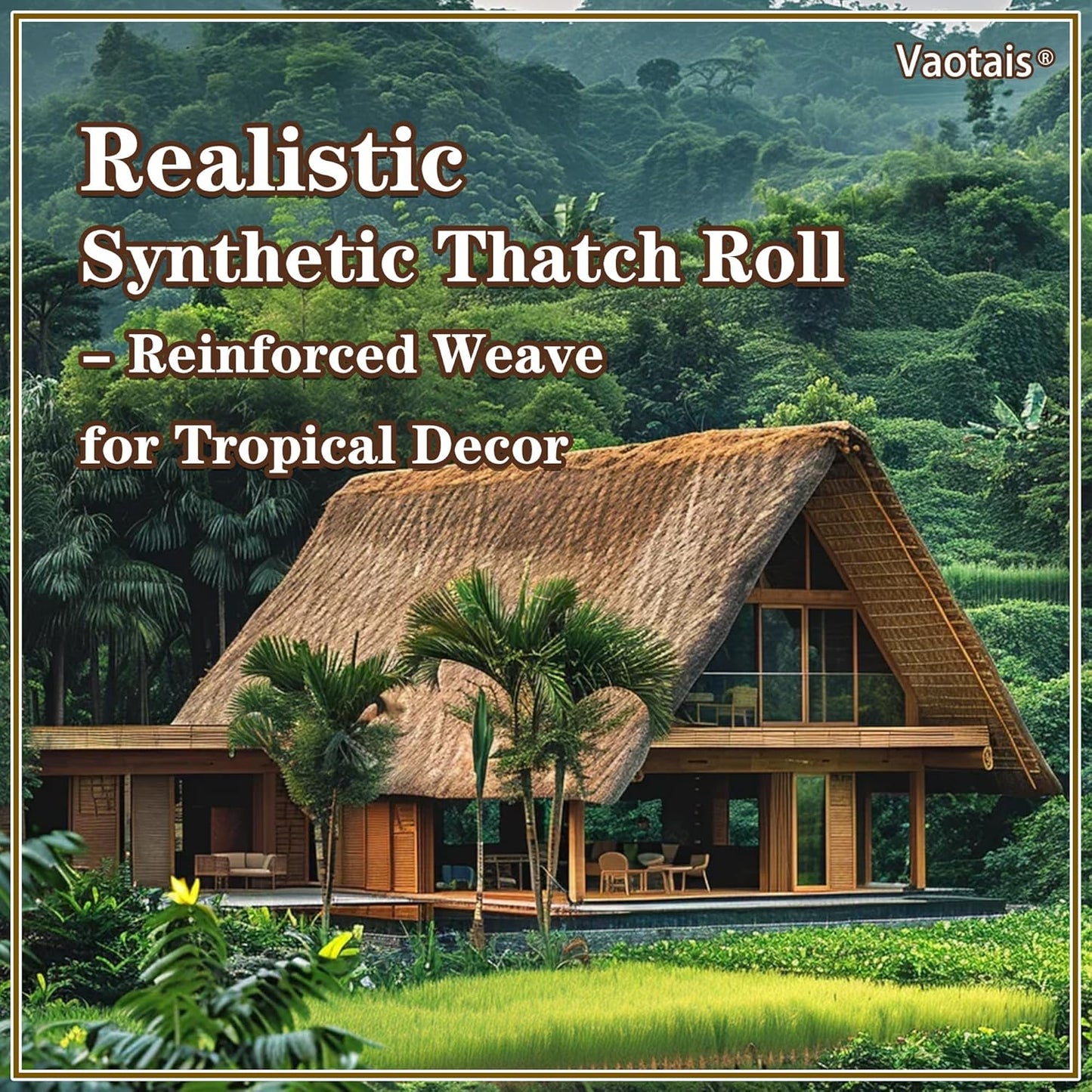 Realistic Synthetic Thatch Roll Sun-Bleached Yellow - 18 & 30 Inch Widths - Reinforced Weave for Mexican Palapa, Tiki Bars, Hawaiian Parties & Patio Decor (18 Inch Width x 4 Feet Length)