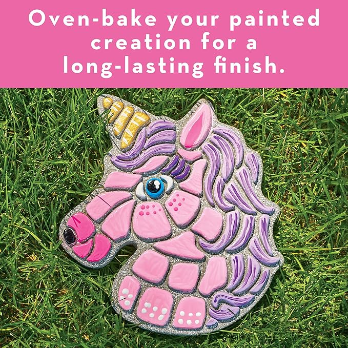 MindWare Paint Your Own Stepping Stone Unicorn - Kit Includes Weather Proof Stone, Paint and Brushes