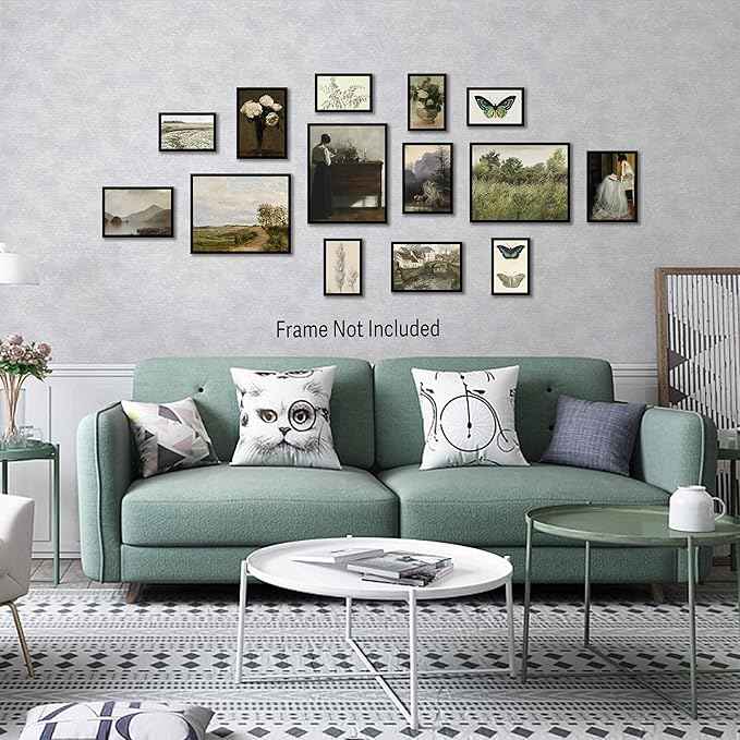 liflikwall 28 PCS Country Botanical Floral Gallery Wall Art， Vintage Posters For Room Aesthetic,Sage Green Wall Art Decor， Moody Art Vintage Painting Antique Pictures Set For Home Bedroom (unframed)