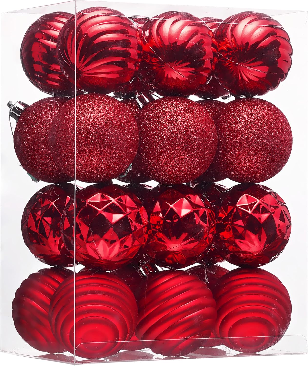 Valery Madelyn Christmas Ornaments Tree Decorations Set for Fall Halloween, 24ct Red Shatterproof Ball Ornaments, 2.36" Hanging Ornament Bulk for Xmas Holiday Party Decor