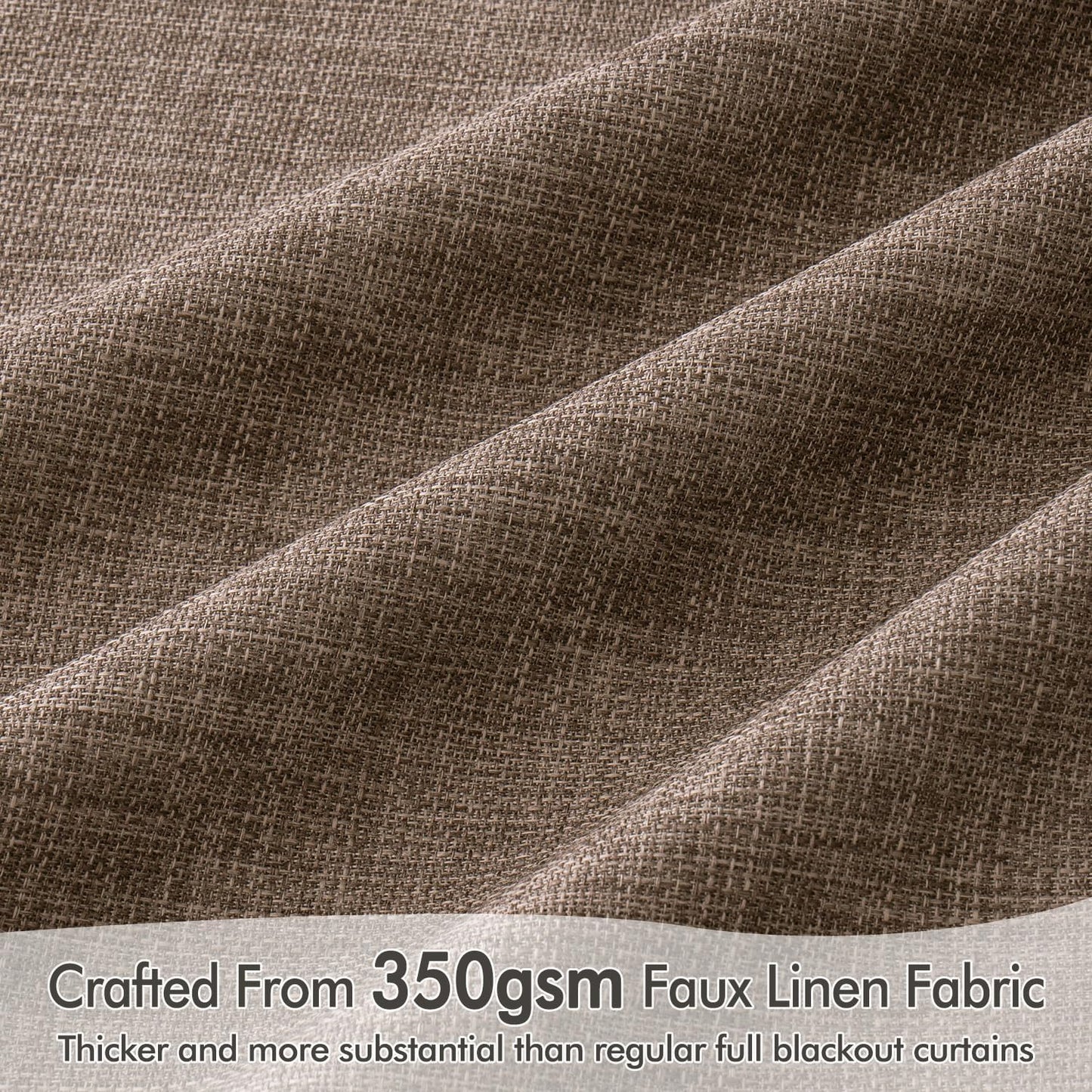 MIULEE 100% Blackout Curtains 90 Inch Long 2 Panels Set for Bedroom, Thick Faux Linen Black Out Curtain Room Darkening Back Tab Pleat Window Textured Drapes with Hooks for Living Room, Dutch Cocoa