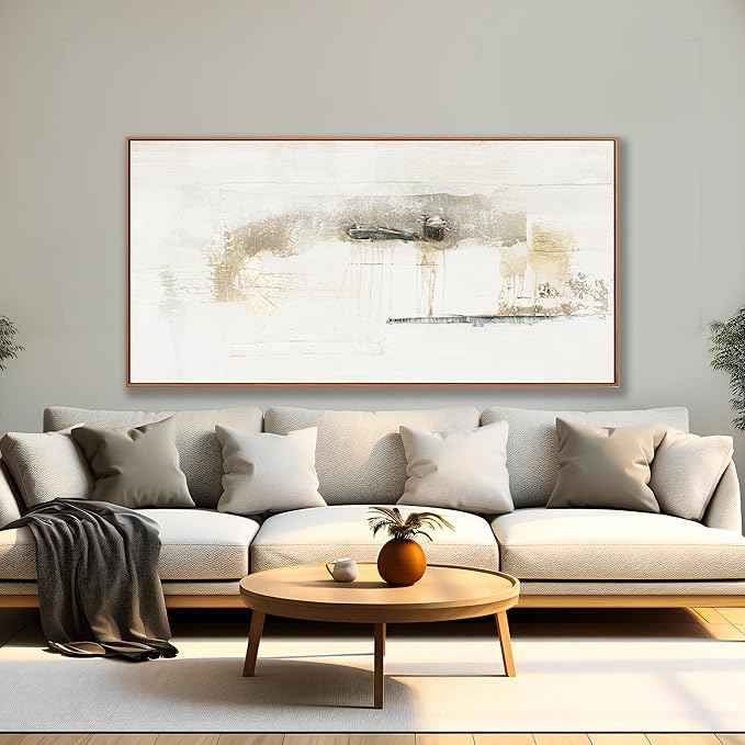 Framed Abstract Canvas Wall Art - Modern Decor, Maximalist & Minimalist Multicolor Graffiti Artwork for Living Room, Bedroom, Kitchen & Office - Ready to Hang - 24x48 Inch