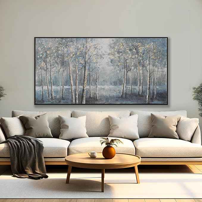 Dark color system Trees Canvas Wall Art Decor Modern Framed Wall Decorations Large Home Decor Wall Art Prints Forest Landscape 24"×48" Pictures for Room Wall Bedroom Office Decor