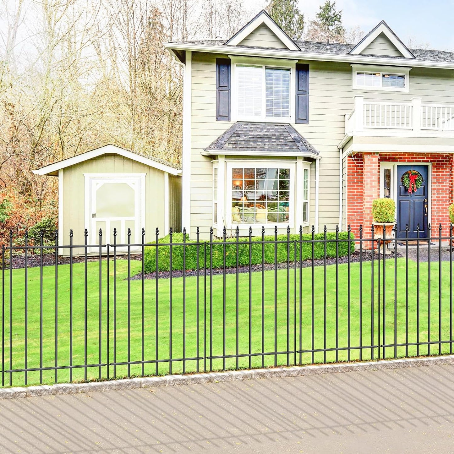 Metal Garden Fence 36 in H x 10 ft L,Border Fence Panels Animal Barrier for Dogs, No Dig Garden Fencing for Yard Patio Flower Bed Lawn Outdoor,5 Panels + 6 Stakes Black