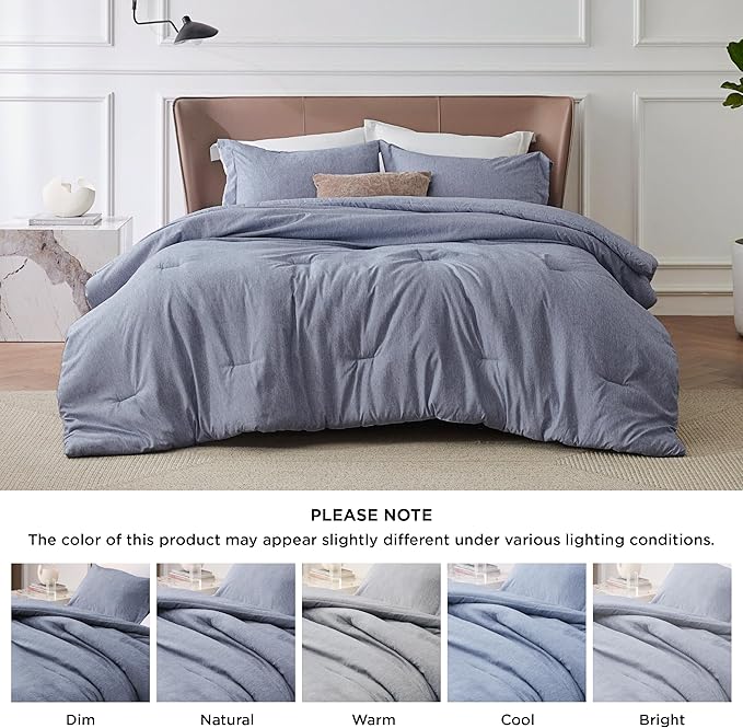 Bedsure Full Comforter Set - Navy Blue Soft Bedding for All Seasons, Cationic Dyed Bed Set, 3 Pieces, 1 Full Size Comforter (82"x86") and 2 Pillow Shams (20"x26"+2")