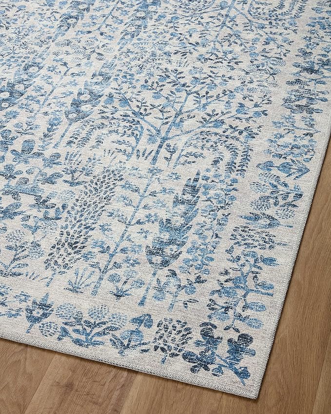 Loloi Rifle Paper Co. Maison Collection MAO-07 Blue 8'-4" x 11'-6", .19" Pile Height, Area Rug