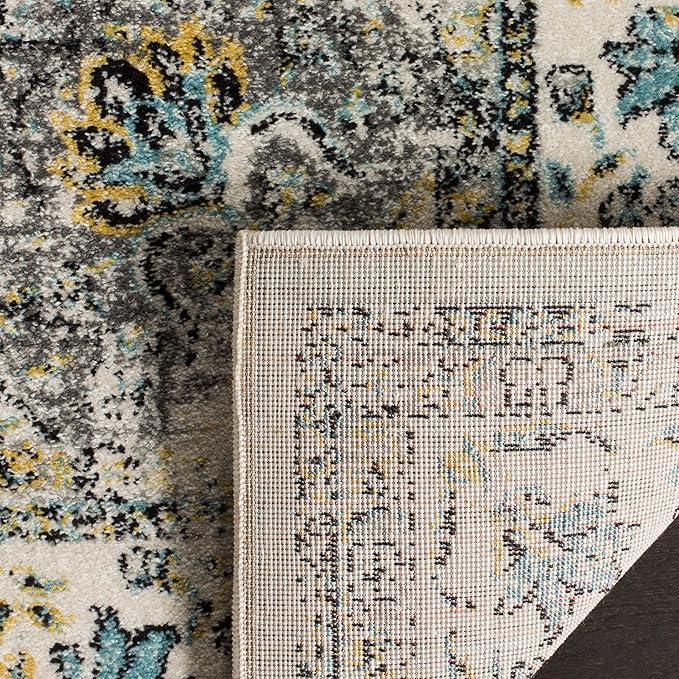 SAFAVIEH Evoke Collection Accent Rug - 2'2" x 5', Grey & Gold, Shabby Chic Oriental Medallion Design, Non-Shedding & Easy to Clean, Ideal for Foyer, Kitchen, Entryway (EVK220B)