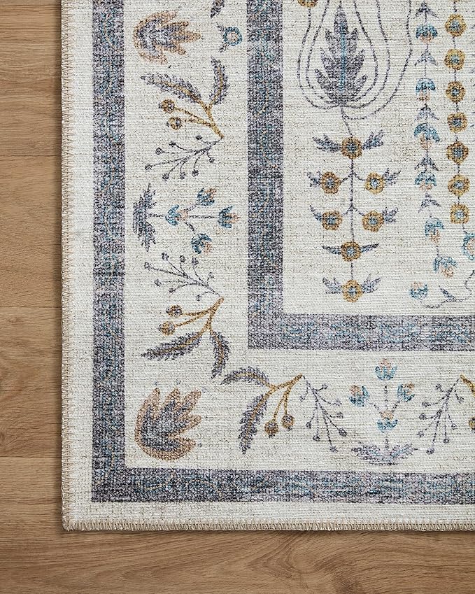 Loloi Rifle Paper Co. Maison Collection MAO-05 Wisteria Cream 5'-0" x 5'-0", .19" Pile Height, Round Area Rug