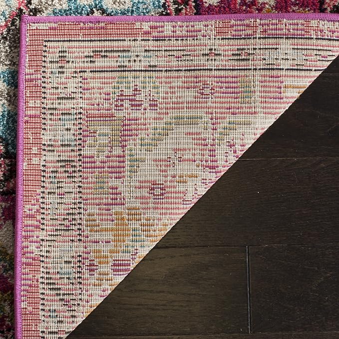 SAFAVIEH Monaco Collection X-Large Area Rug - 11' x 15', Pink & Multi, Non-Shedding & Easy to Clean, Distressed Medallion Design, Ideal for Living Room, Bedroom, Dining Space (MNC243D)