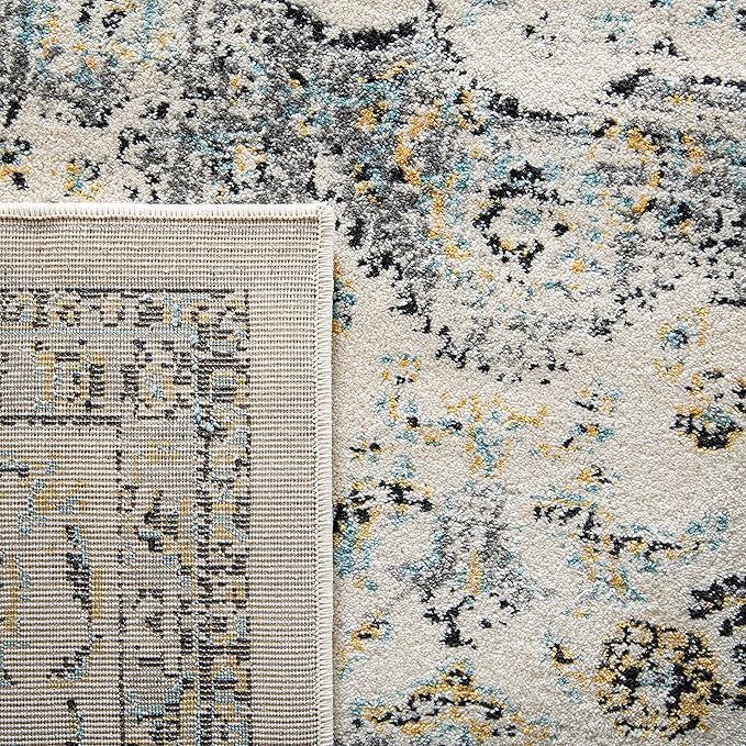 SAFAVIEH Evoke Collection Accent Rug - 2'2" x 4', Grey & Gold, Shabby Chic Oriental Medallion Design, Non-Shedding & Easy to Clean, Ideal for Foyer, Kitchen, Entryway (EVK220B)