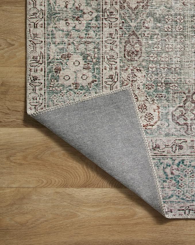 Loloi Chris Loves Julia Jules Collection JUL-08 Emerald/Antique Ivory 9'-6'' x 14', .13" Pile Height, Area Rug