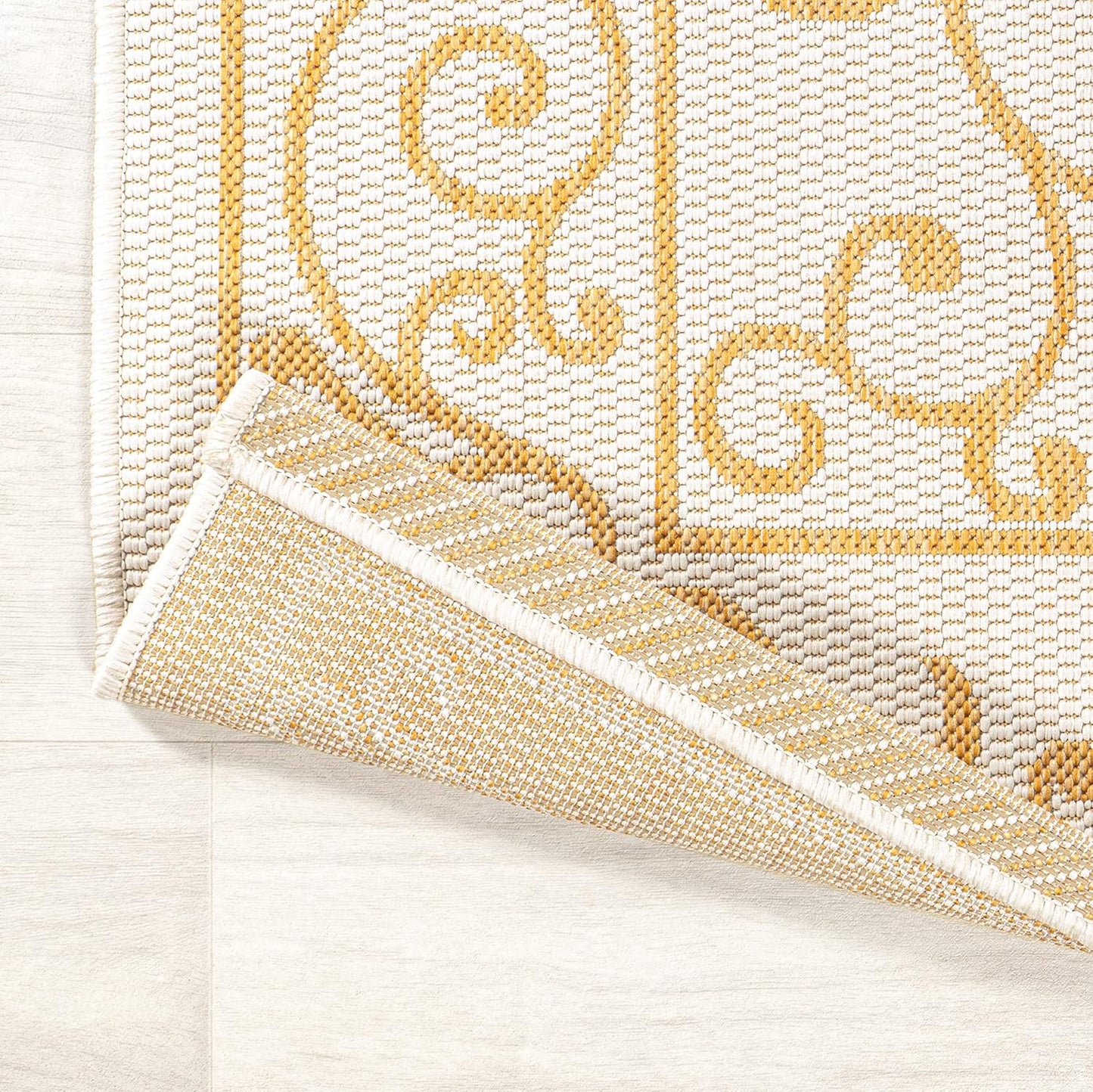 JONATHAN Y Vintage Filigree Indoor Outdoor Area Rug 9X12 Cream/Yellow, Charleston Textured Weave for Backyard, Patio, Porch, Easy-Cleaning, High Traffic, Pet-Friendly, Non-Shedding (SMB106M-9)