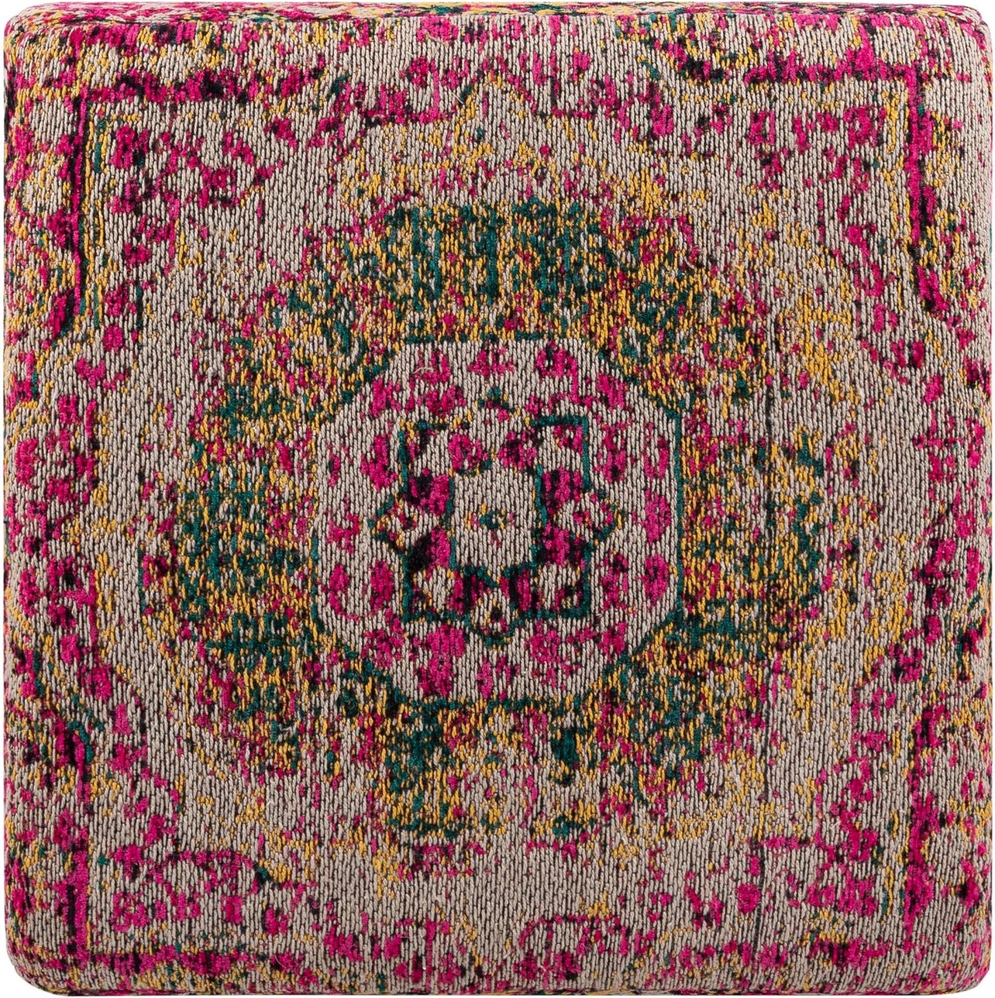 Mark&Day Pouf Ottoman, Kaltenleutgeben Traditional Bright Pink Cube Pouf Foot Rest for Living Room, Bedroom and Boho Home Decor (18"x18"x18")