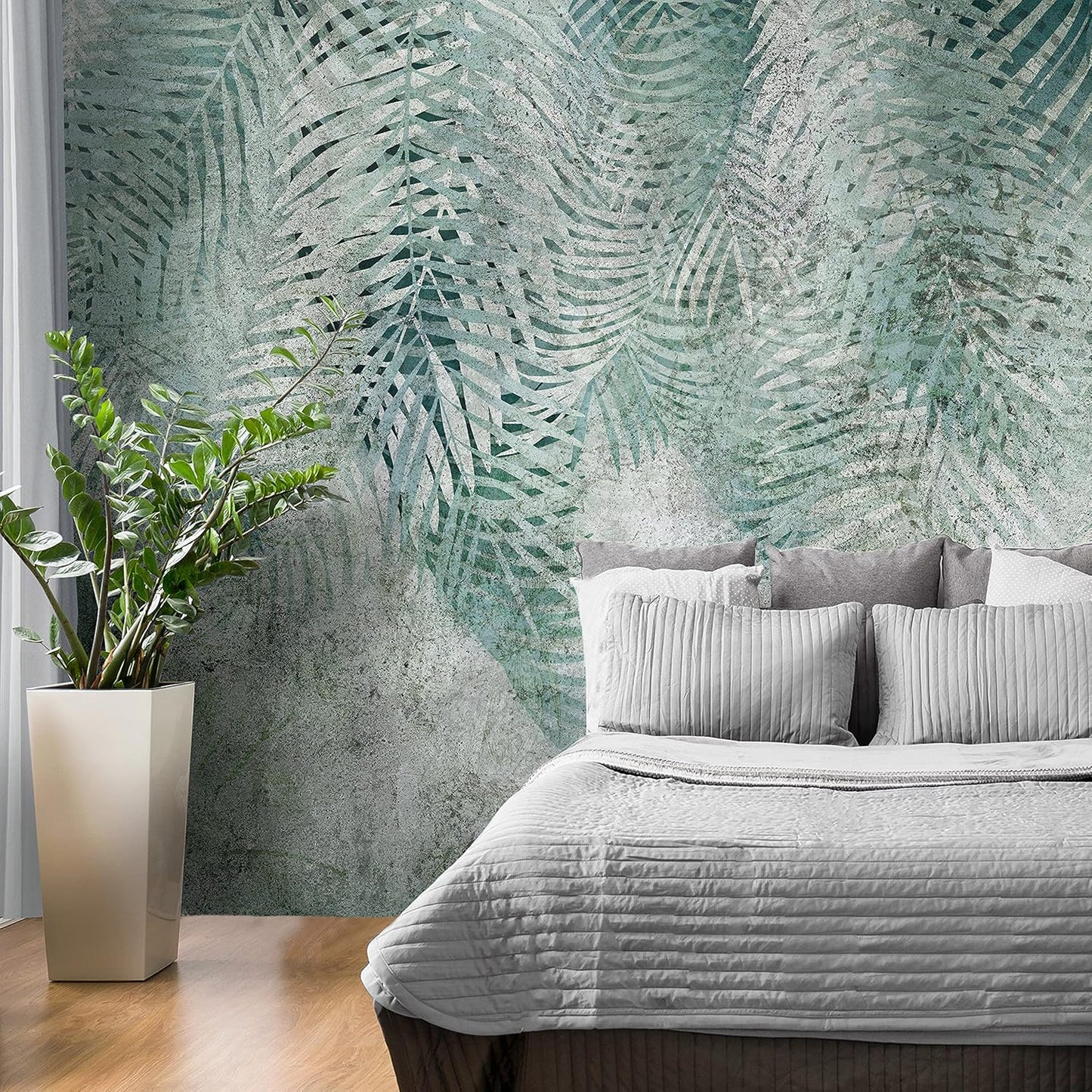 artgeist Wall Mural Leaves 96x69 in - XXL Peel and Stick Self-Adhesive Wallpaper Removable Large Sticker Foil Wall Decor Print Picture Design Nature Botanical Plants Palm Abstract b-C-0861-a-a