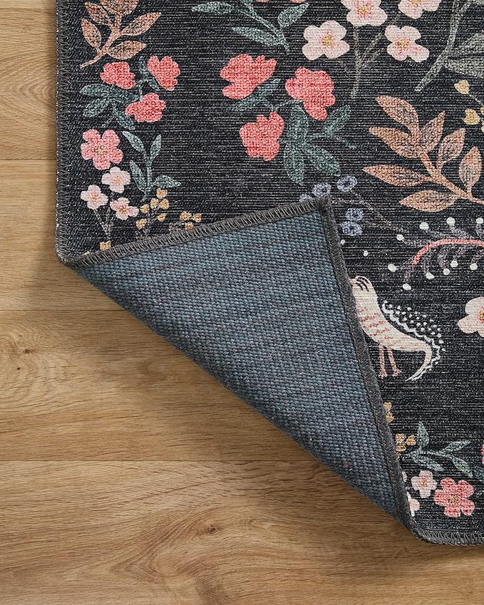 Loloi Rifle Paper Co. Maison Collection MAO-04 Tuileries Black 2'-0" x 5'-0", .19" Pile Height, Accent Rug