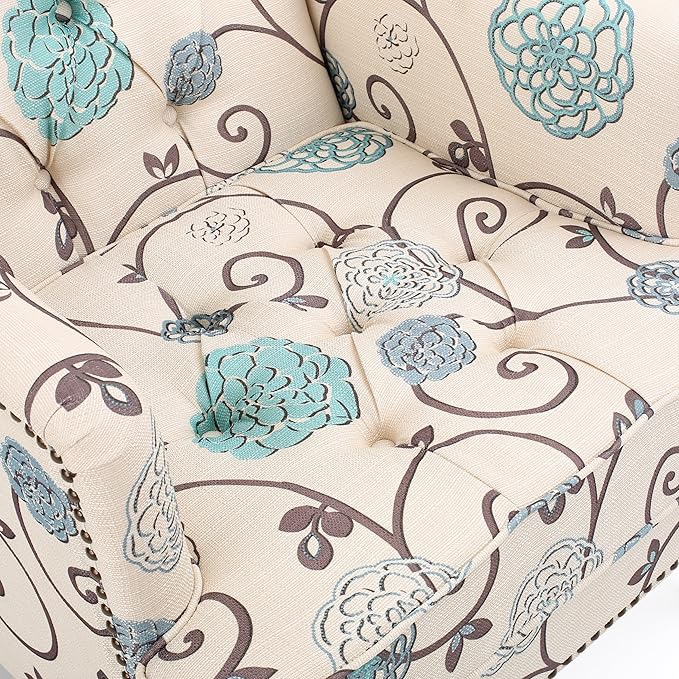 Christopher Knight Home Harrison Fabric Tufted Club Chair, White / Blue (29.5"D x 28"W x 33.5"H)