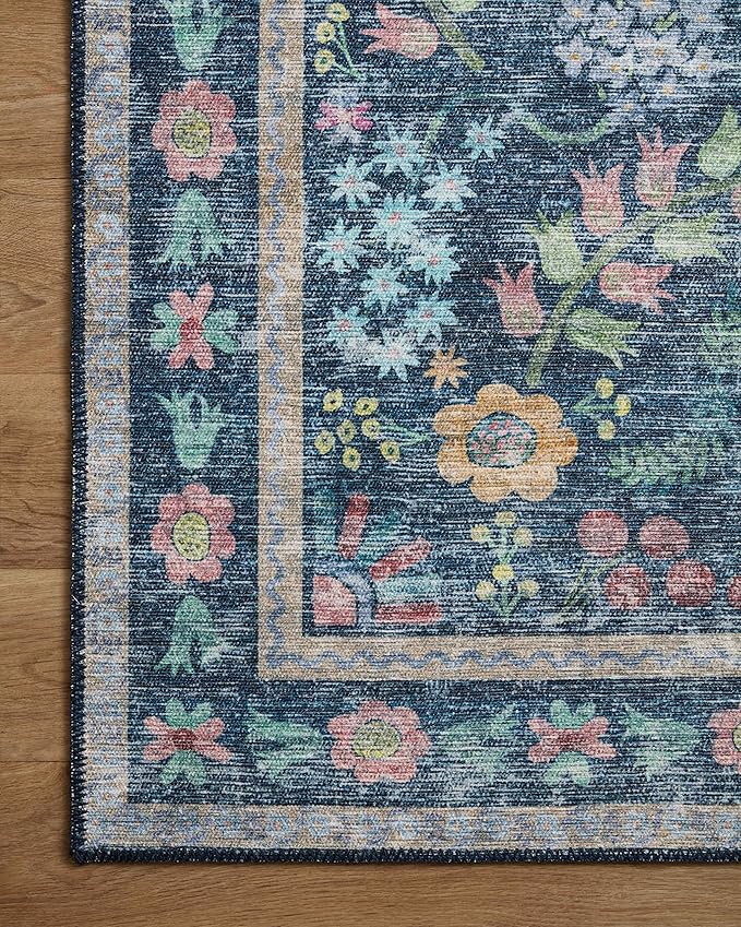 Loloi Rifle Paper Co. Maison Collection MAO-06 Blue/Multi 5'-0" x 5'-0" Round, .19" Pile Height, Accent Rug