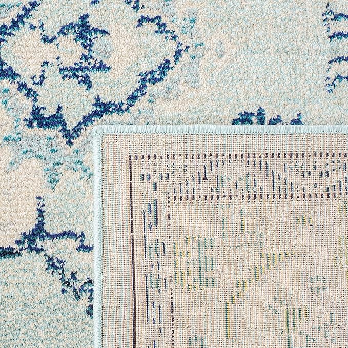 SAFAVIEH Monaco Collection Runner Rug - 2'2" x 12', Light Blue & Ivory, Non-Shedding & Easy Care, Ideal for High Traffic Areas in Living Room, Hallway, Foyer, Bedroom (MNC243K-212)