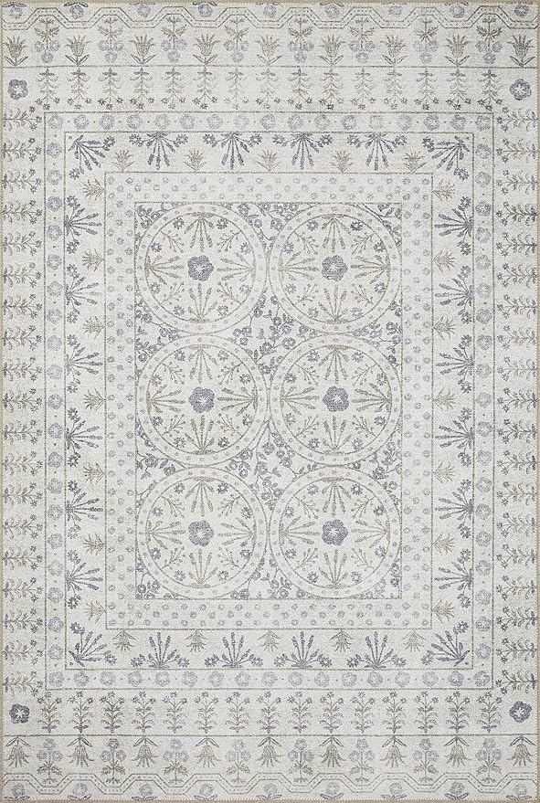 Loloi Rifle Paper Co. Maison Collection MAO-03 Rosette Ivory 2'-6" x 12'-0", .19" Pile Height, Runner Rug