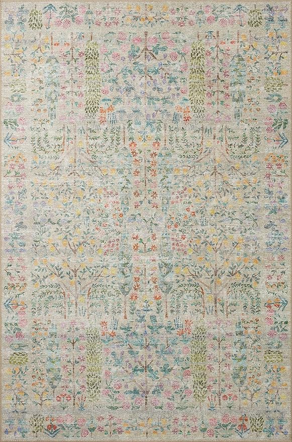 Loloi Rifle Paper Co. Maison Collection MAO-07 Khaki 5'-0" x 7'-6", .19" Pile Height, Area Rug