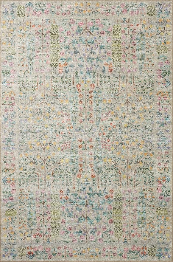 Loloi Rifle Paper Co. Maison Collection MAO-07 Khaki 2'-6" x 7'-6", .19" Pile Height, Runner Rug