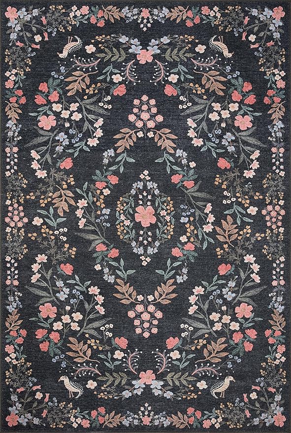 Loloi Rifle Paper Co. Maison Collection MAO-04 Tuileries Black 2'-3" x 3'-9", .19" Pile Height, Accent Rug