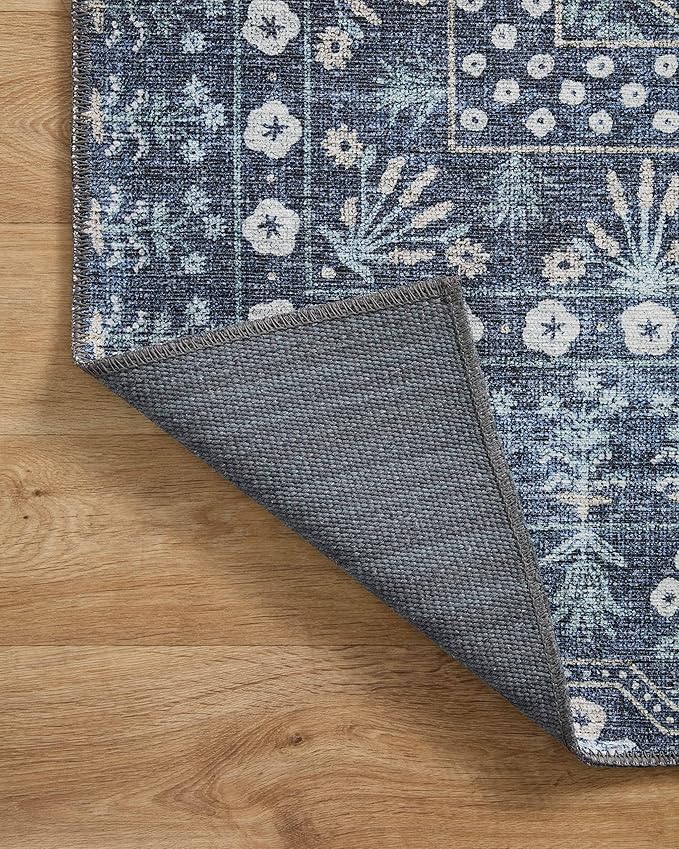 Loloi Rifle Paper Co. Maison Collection MAO-03 Rosette Blue 5'-0" x 7'-6", .19" Pile Height, Area Rug