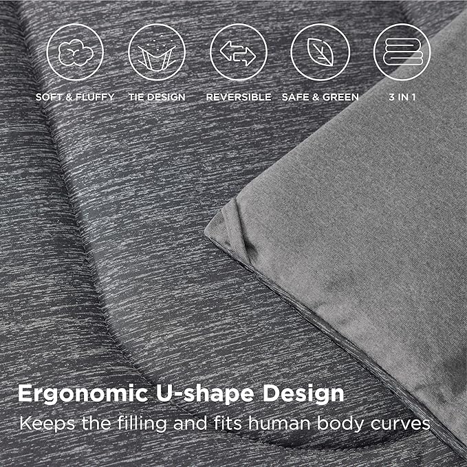 Bedsure Full Comforter Set - Cooling and Warm Bed Set, Dark Grey Reversible Bedding for All Season, 3 Pieces, 1 Full Size Comforter (82"x88") and 2 Pillow Cases (20"x26")