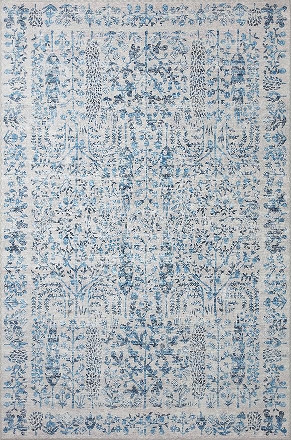 Loloi Rifle Paper Co. Maison Collection MAO-07 Blue 5'-0" x 7'-6", .19" Pile Height, Area Rug