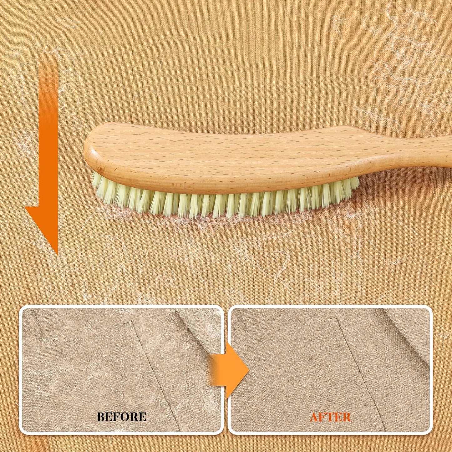 BFWood Clothes Brush - Bristle Lint Brush for Suits, Cashmere, Wool, Velvet, Suede and Pet Hair - Large Beech Wood Handle - Décor Diaries