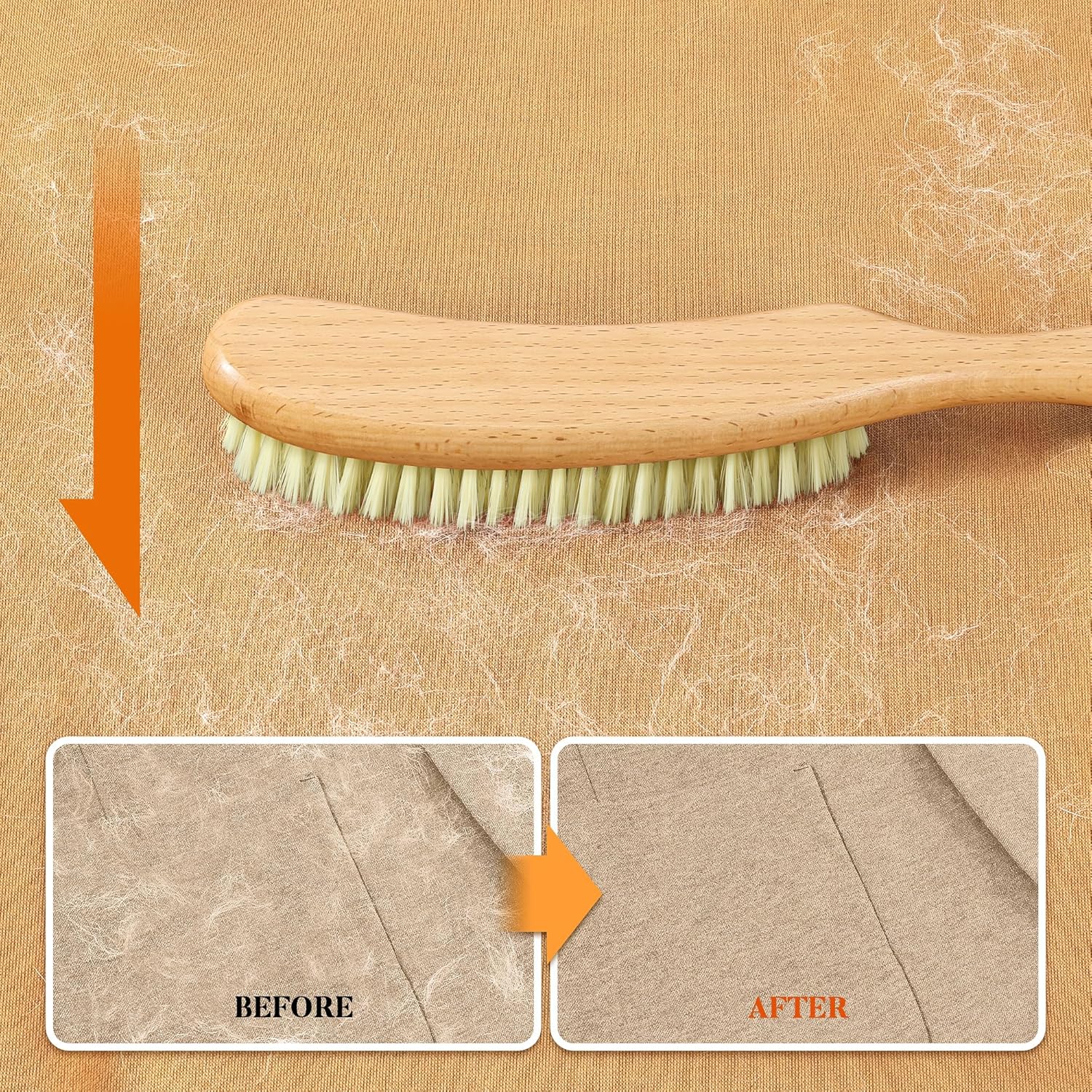 BFWood Clothes Brush - Bristle Lint Brush for Suits, Cashmere, Wool, Velvet, Suede and Pet Hair - Large Beech Wood Handle - Décor Diaries