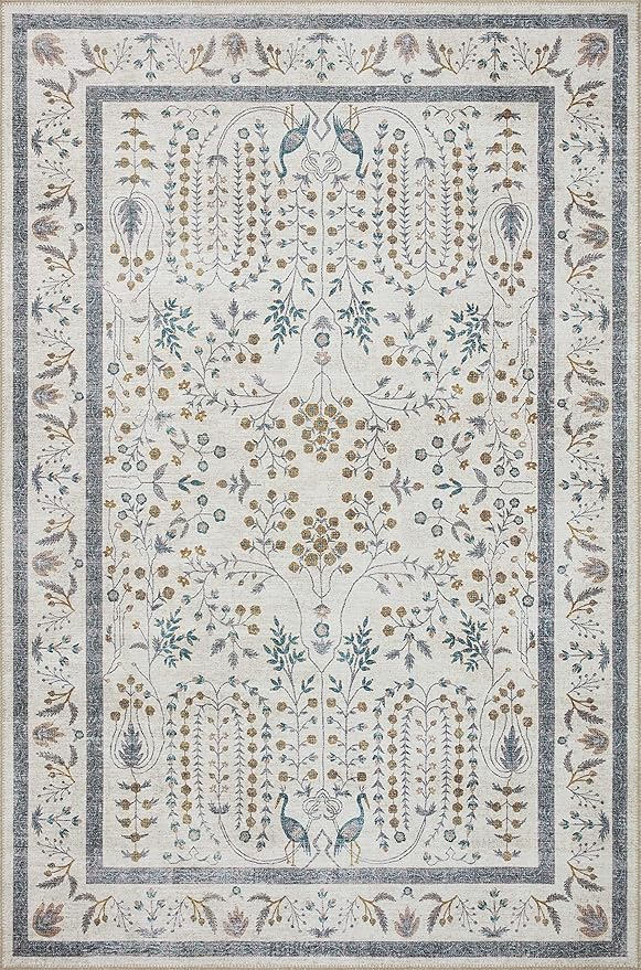 Loloi Rifle Paper Co. Maison Collection MAO-05 Wisteria Cream 2'-6" x 7'-6", .19" Pile Height, Runner Rug