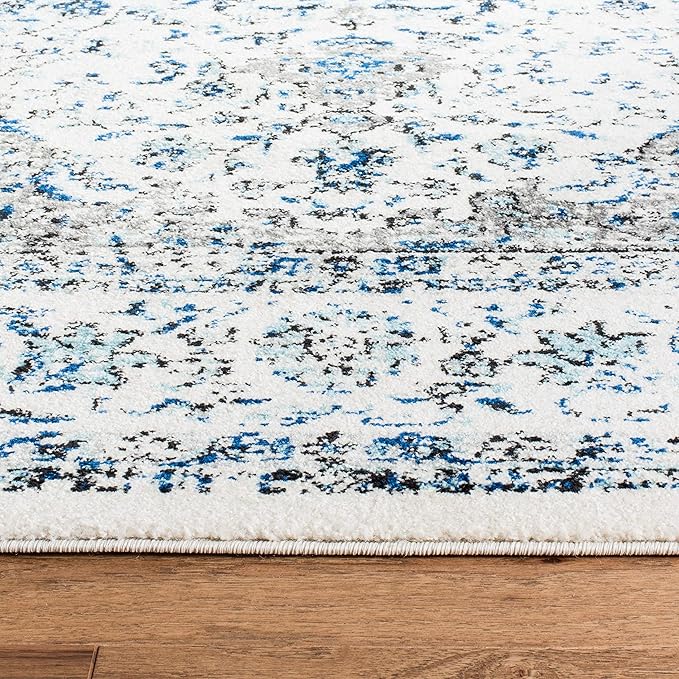 SAFAVIEH Evoke Collection Area Rug - 6'7" x 9', Ivory & Grey, Shabby Chic Oriental Medallion Design, Non-Shedding & Easy to Clean, Ideal for Living Room, Bedroom, Dining Space (EVK220D)