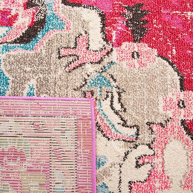 SAFAVIEH Monaco Collection Area Rug - 8' x 10', Pink & Multi, Non-Shedding & Easy to Clean, Distressed Medallion Design, Ideal for Living Room, Bedroom, Dining Space (MNC243D)