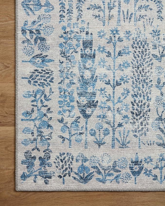 Loloi Rifle Paper Co. Maison Collection MAO-07 Blue 5'-0" x 7'-6", .19" Pile Height, Area Rug