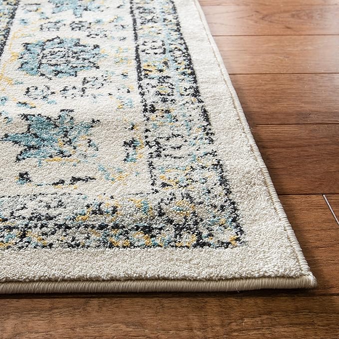 SAFAVIEH Area Rug 3x5 - Evoke Collection - Grey & Gold, Shabby Chic Oriental Medallion Design, Non-Shedding & Easy to Clean, Ideal for Living Room, Bedroom, Dining Space (EVK220B)