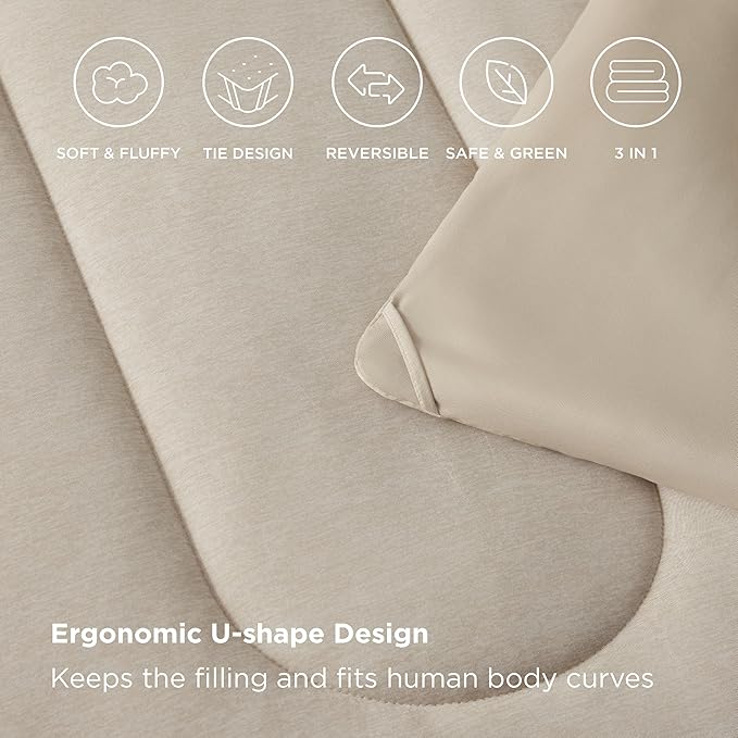 Bedsure King Comforter Set - Cooling and Warm Bed Set, Linen Reversible Bedding for All Season, 3 Pieces, 1 King Size Comforter (102"x90") and 2 Pillow Cases (20"x36")