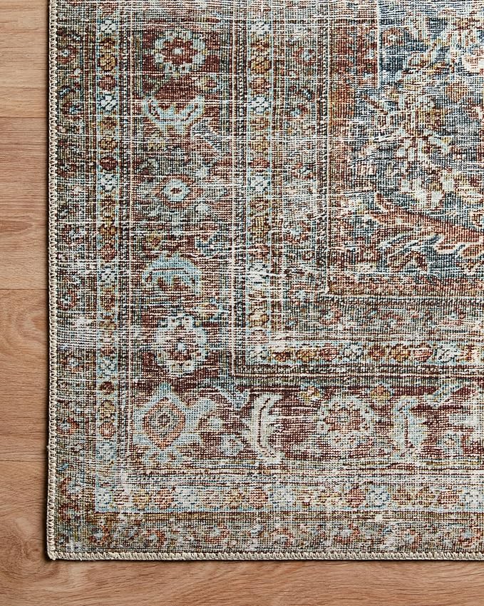 Loloi Chris Loves Julia Jules Collection JUL-05 Lagoon/Brick 2'-6'' x 7'-6'', .13" Pile Height, Runner Rug