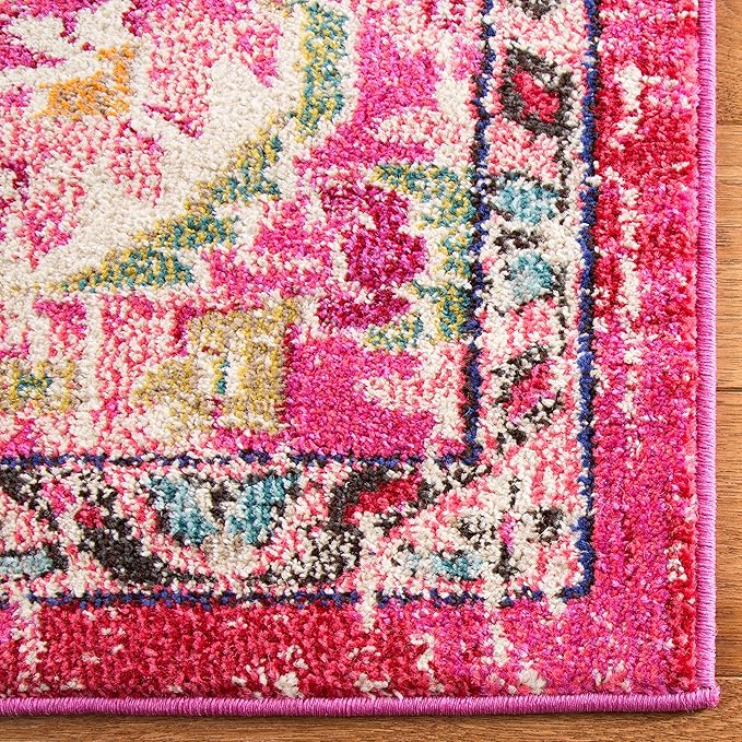 SAFAVIEH Monaco Collection Area Rug - 8' x 10', Pink & Multi, Non-Shedding & Easy to Clean, Distressed Medallion Design, Ideal for Living Room, Bedroom, Dining Space (MNC243D)