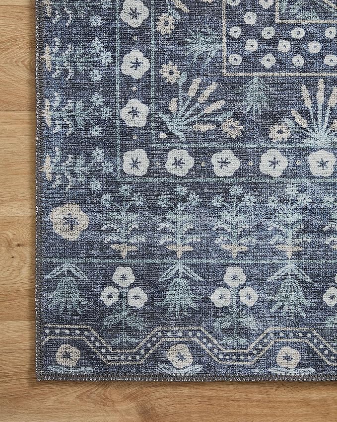 Loloi Rifle Paper Co. Maison Collection MAO-03 Rosette Blue 5'-0" x 7'-6", .19" Pile Height, Area Rug