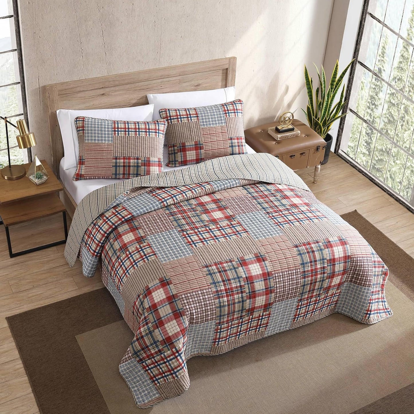 Eddie Bauer - Twin Quilt Set, Reversible Cotton Bedding with Matching Sham, Medium-Weight for Year Round Use, Dorm Essentials (Hawthorne Brown)