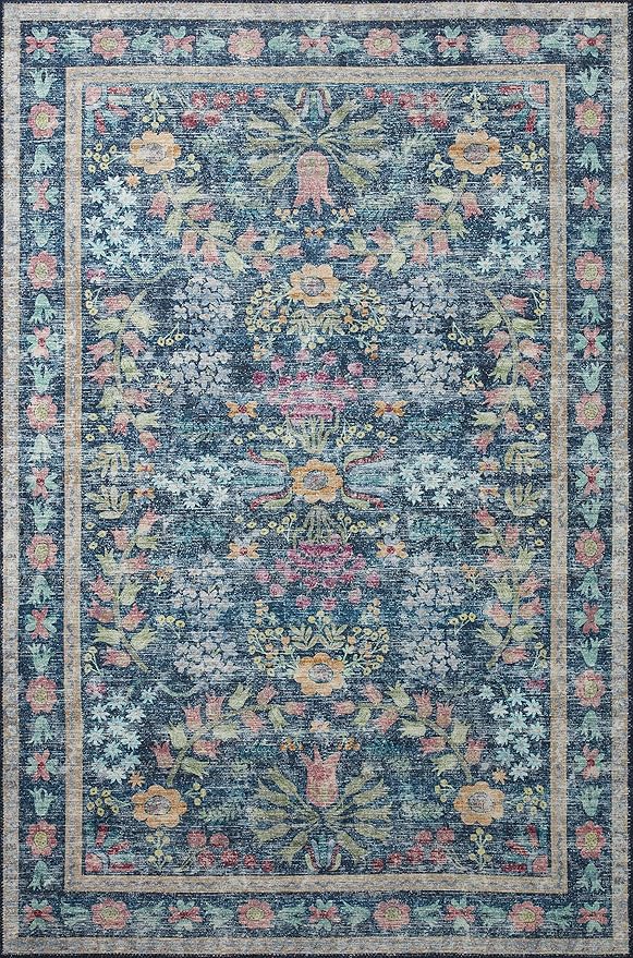 Loloi Rifle Paper Co. Maison Collection MAO-06 Blue/Multi 2'-6" x 9'-6", .19" Pile Height, Runner Rug