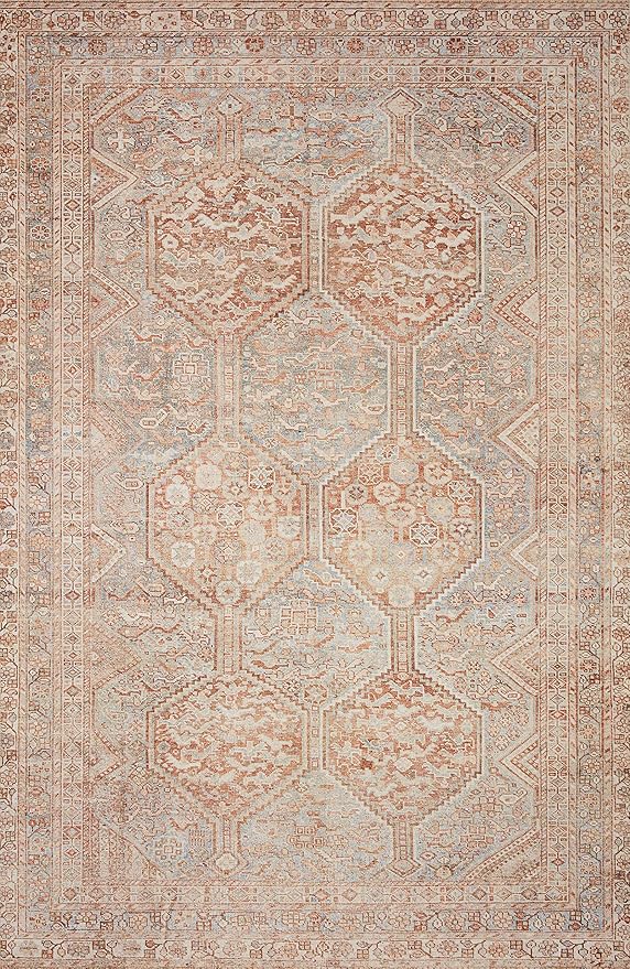 Loloi Chris Loves Julia Jules Collection JUL-04 Tangerine/Mist 3'-6'' x 5'-6'', .13" Pile Height, Accent Rug