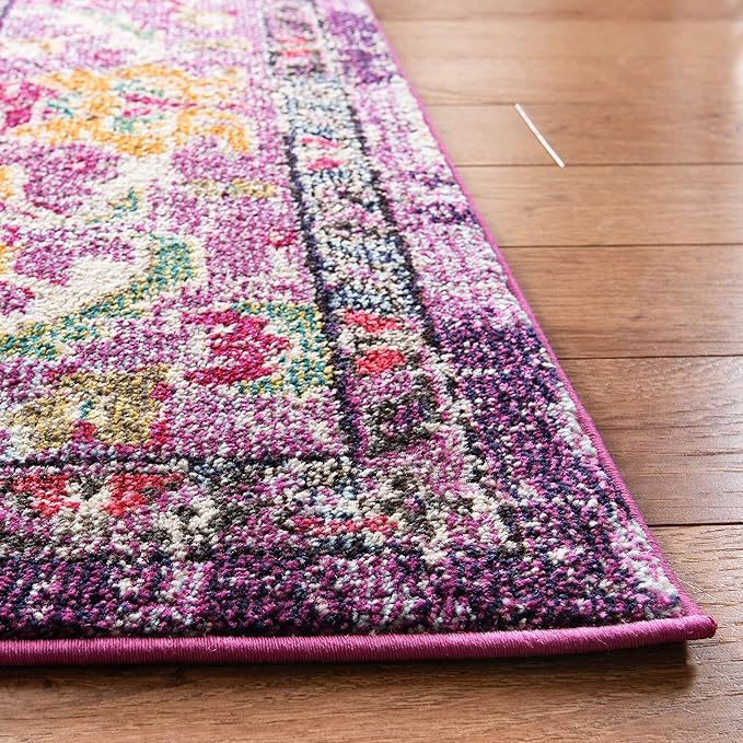 SAFAVIEH Monaco Collection Area Rug - 3' x 5', Violet & Fuchsia, Non-Shedding & Easy to Clean, Distressed Medallion Design, Ideal for Living Room, Bedroom, Dining Space (MNC243P)
