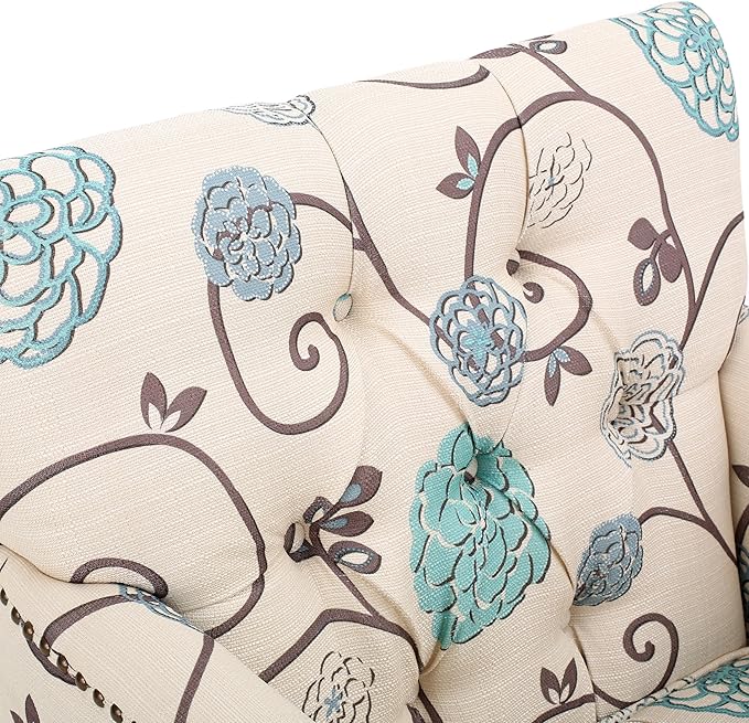 Christopher Knight Home Harrison Fabric Tufted Club Chair, White / Blue (29.5"D x 28"W x 33.5"H)