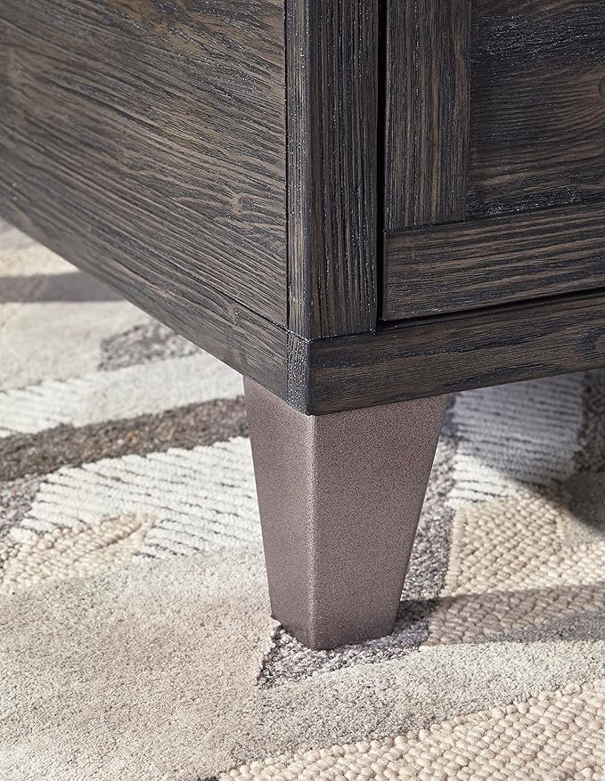 Signature Design by Ashley Todoe Industrial Spring-Lift Top Coffee Table, 2 Storage Drawers, Metal Legs, Wood, 54.38" W x 28.5" D x 18.25" H, Dark Gray & Weathered Pine Finish