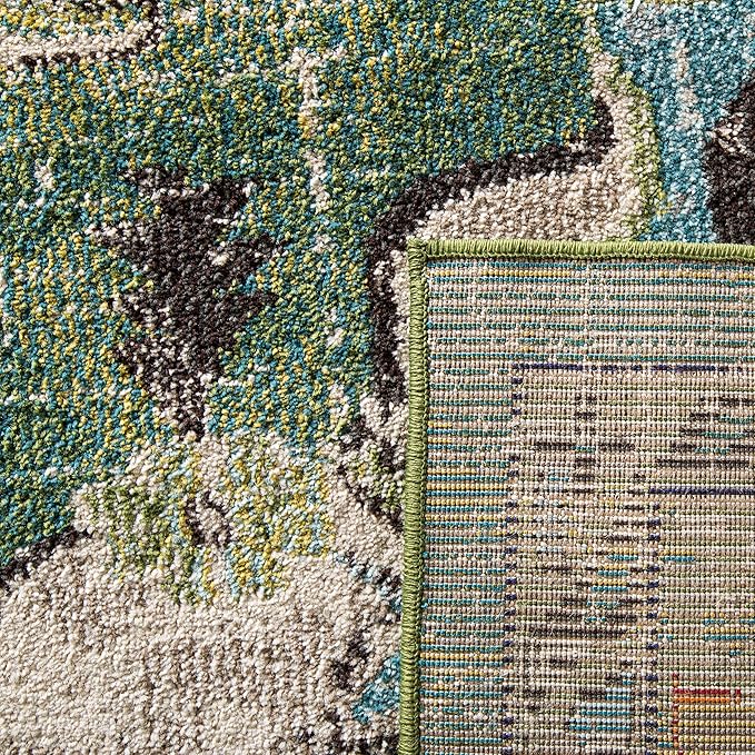 SAFAVIEH Monaco Collection Runner Rug - 2'2" x 20', Forest Green & Light Blue, Non-Shedding & Easy to Clean, Distressed Medallion Design, Ideal for Hallway, Foyer, Entryway, Kitchen, Bedroom (MNC243F)