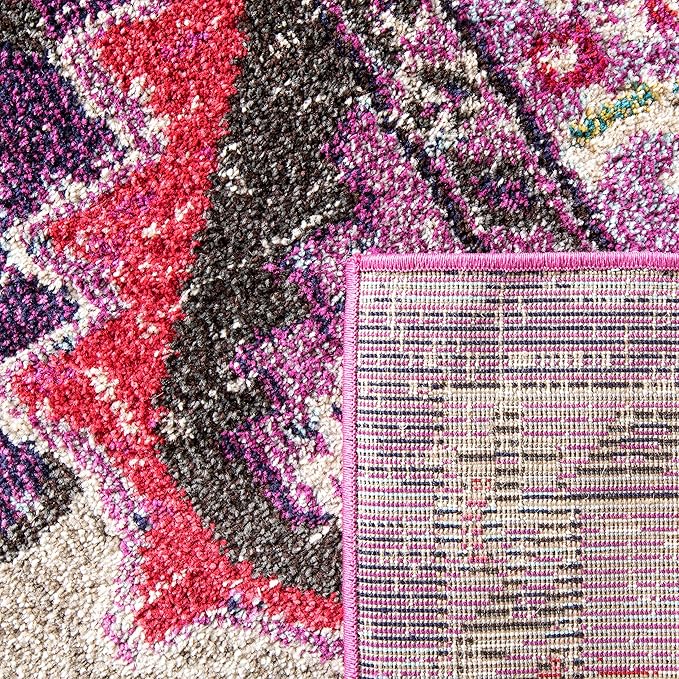 SAFAVIEH Monaco Collection Area Rug - 2'2" x 4', Violet & Fuchsia, Non-Shedding & Easy to Clean, Distressed Medallion Design, Ideal for Front Door, Kitchen, Entryway, Accent Space (MNC243P)